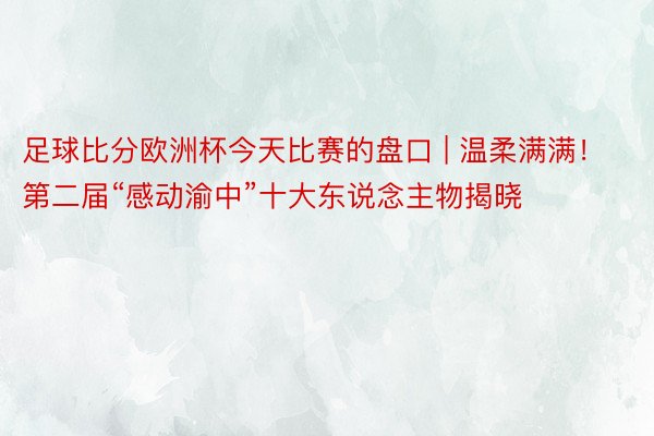 足球比分欧洲杯今天比赛的盘口 | 温柔满满！第二届“感动渝中”十大东说念主物揭晓