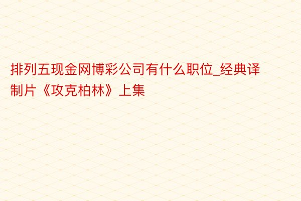 排列五现金网博彩公司有什么职位_经典译制片《攻克柏林》上集