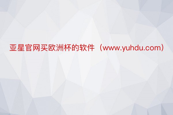 亚星官网买欧洲杯的软件（www.yuhdu.com）