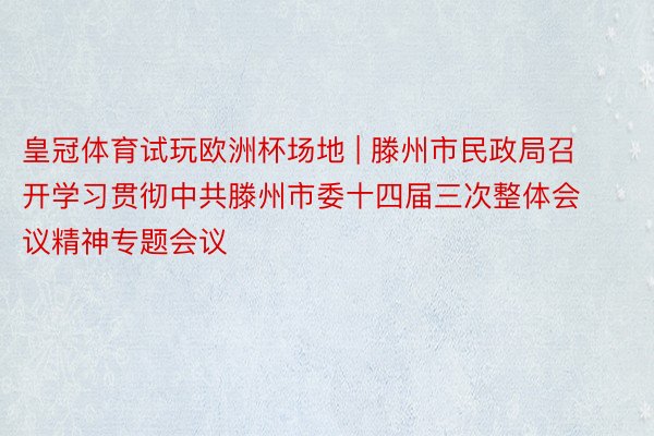 皇冠体育试玩欧洲杯场地 | 滕州市民政局召开学习贯彻中共滕州市委十四届三次整体会议精神专题会议