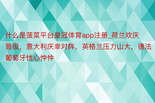 什么是菠菜平台皇冠体育app注册_荷兰欢庆晋级，意大利庆幸对阵，英格兰压力山大，德法葡萄牙忧心忡忡