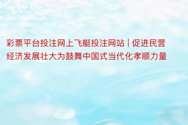 彩票平台投注网上飞艇投注网站 | 促进民营经济发展壮大为鼓舞中国式当代化孝顺力量