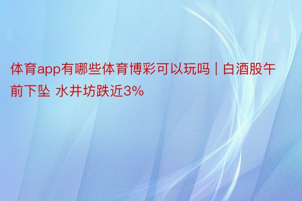 体育app有哪些体育博彩可以玩吗 | 白酒股午前下坠 水井坊跌近3%